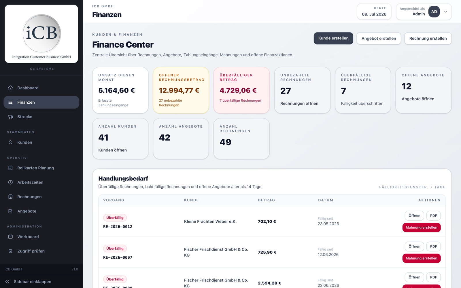 iCB Portal Plattform – Finance Center