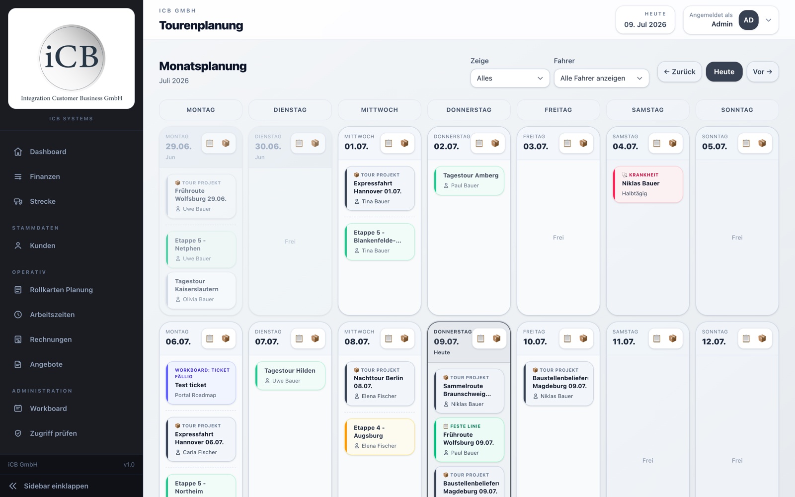 iCB Portal Plattform – Kalender & Planung